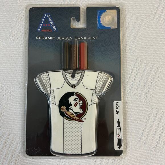 Florida State Seminoles Ceramic Jersey Color Me Ornament With Markers FSU TSA - Picture 9 of 9